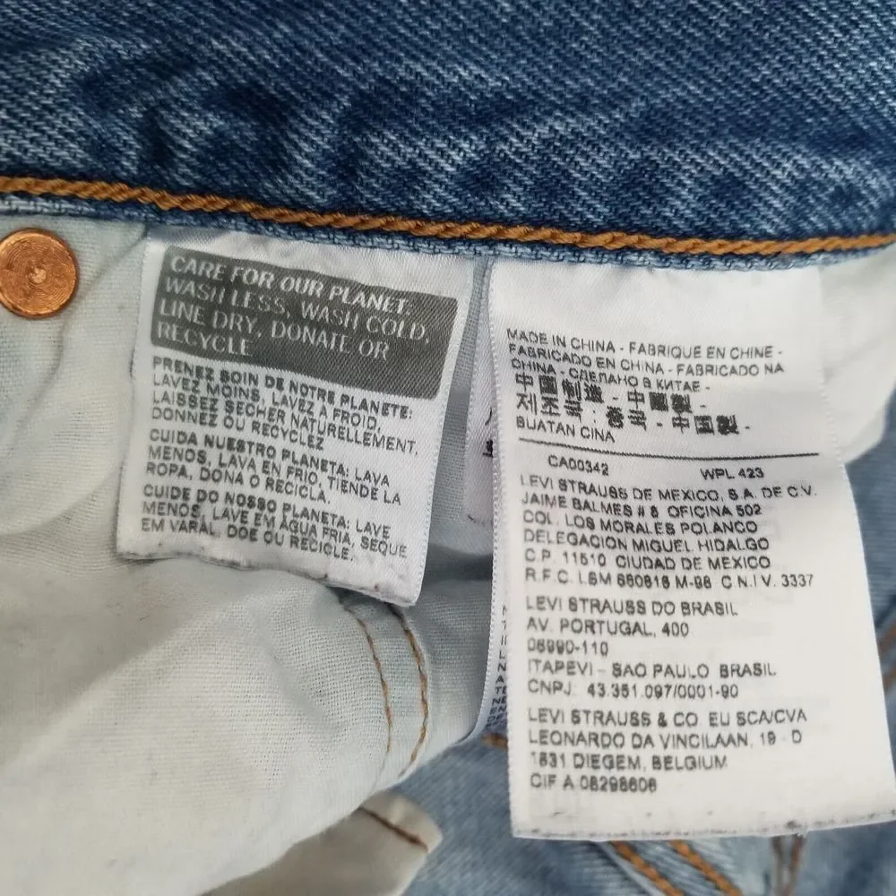 Levis 501 T Size 28 Tapered Leg Jeans Button Fly Distressed Medium Wash - Picture 10 of 10